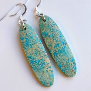 Blue sea sediment gemstones dangle earrings, gemstones drop earrings